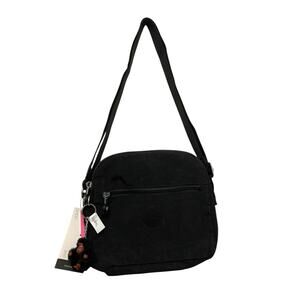 Kipling Keefe Crossbody‎ Bag Tonal Black Dual Compartments Travel Monkey NEW
